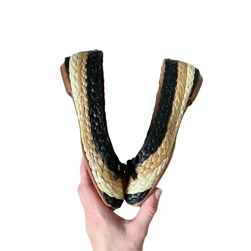 Donald Pliner Gret Braided Rafia‎ Woven Tri-color Ballet Flats size 6